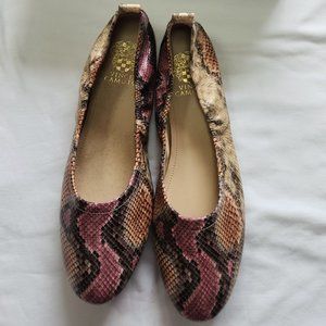 Vince Camuto Sandy Sparkle Snake Flats Shoes Size 10M Natural Desert Multi Pink